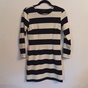 Long sleeve black and white stripe dress